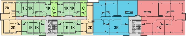 Планировка 24 этажа в доме Литер 1, корпус 2, 1 этап в ЖК SkyPark (Скайпарк)