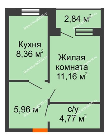 1 комнатная квартира 31,58 м² в ЖК Спутник, дом 4/2, № 7
