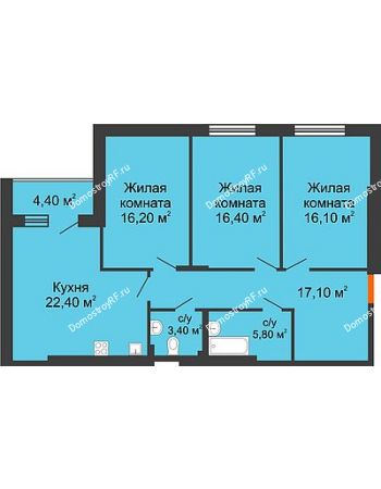 3 комнатная квартира 99,6 м² - КД Renessanse (Ренессанс)