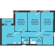 3 комнатная квартира 99,6 м², КД Renessanse (Ренессанс) - планировка