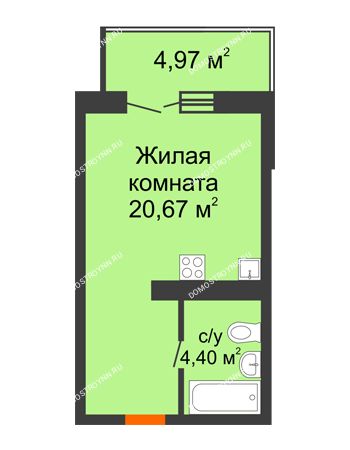 Студия 26,56 м² в ЖК КМ Анкудиновский Парк, дом № 20