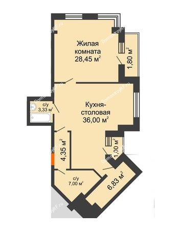 2 комнатная квартира 88,76 м² в ЖК Соборный, дом № 1