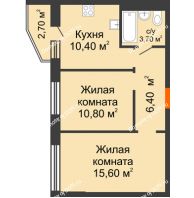 2 комнатная квартира 48,3 м² в ЖК 5 Элемент (Пятый Элемент), дом Корпус 5-7 (Монолит) - планировка