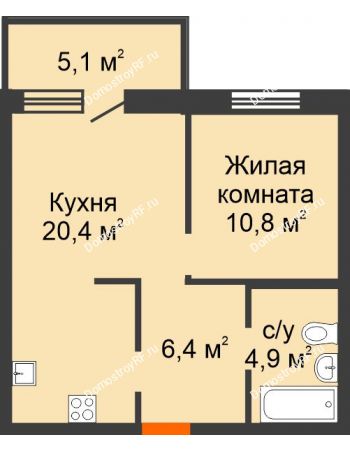 2 комнатная квартира 44 м² в ЖК City Life (Сити Лайф) , дом Секция C1