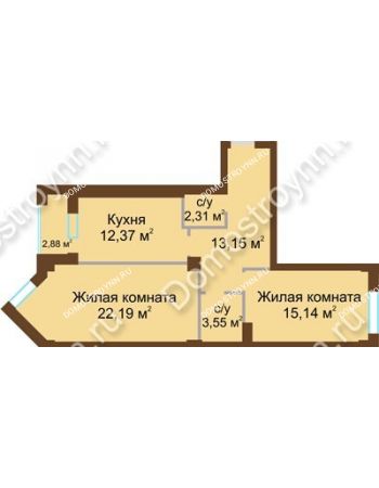 2 комнатная квартира 69,8 м² - ЖК Грани