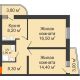 2 комнатная квартира 53,5 м² в ЖК Звезда Столицы, дом Литер 7 - планировка