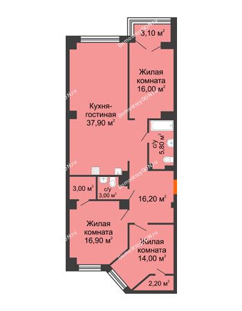 4 комнатная квартира 117,6 м² - ЖК Гагарин