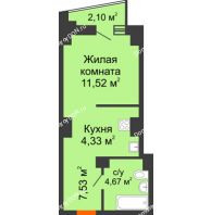 Студия 28,77 м² в ЖК Рубин, дом Литер 3 - планировка