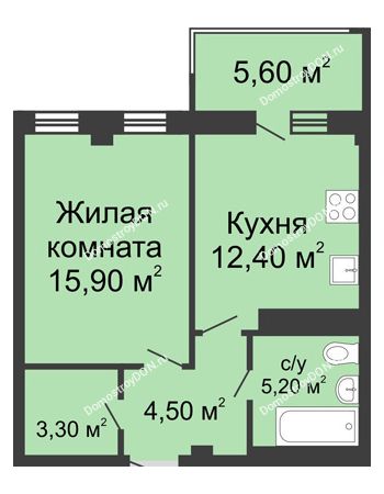 1 комнатная квартира 46,9 м² - ЖК Нахичевань
