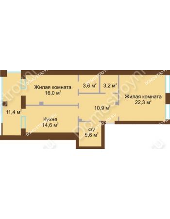 2 комнатная квартира 81,9 м² - ЖД по ул. Почаинская