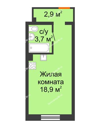 Студия 25,5 м² - ЖК Красный дом