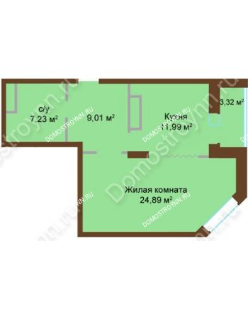 1 комнатная квартира 53,12 м² в ЖК Высоково, дом № 43, корп. 5