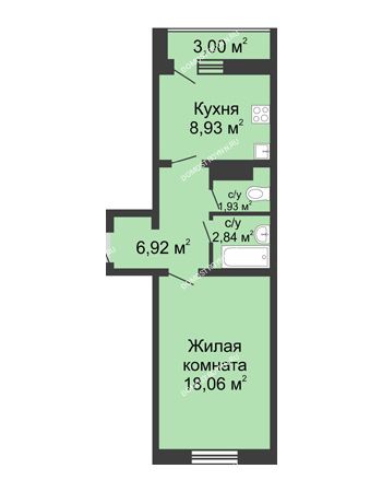 1 комнатная квартира 40,18 м² в ЖК Бурнаковский, дом № 39