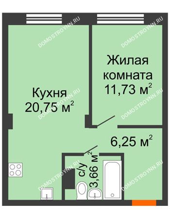 1 комнатная квартира 42,39 м² - ЖК Зеленый берег Life