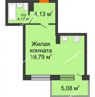 Студия 37,17 м² в ЖК Гвардейский 3.0, дом Секция 2 - планировка