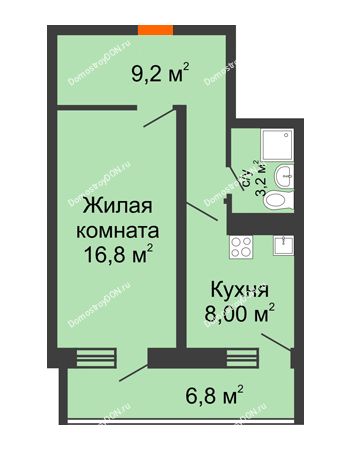 1 комнатная квартира 40,8 м² в ЖК Звезда Столицы, дом Литер 8