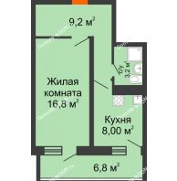1 комнатная квартира 40,8 м² в ЖК Звезда Столицы, дом Литер 8 - планировка