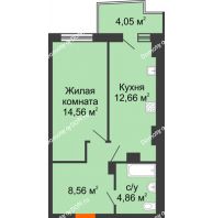 1 комнатная квартира 42,1 м² в ЖК Город у реки, дом Литер 7 - планировка