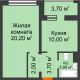 1 комнатная квартира 42,2 м², ЖК Приоритет - планировка