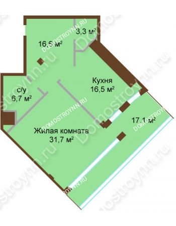 1 комнатная квартира 79,9 м² - ЖК Бояр Палас