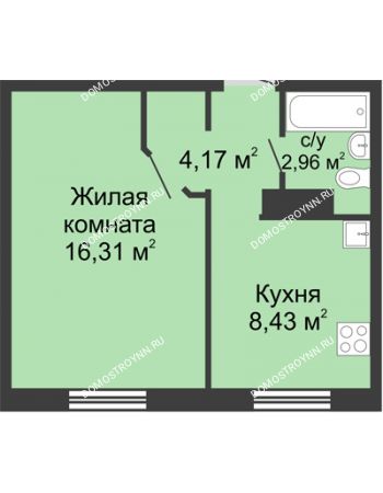 1 комнатная квартира 31,87 м² в ЖК Корабли, дом № 12